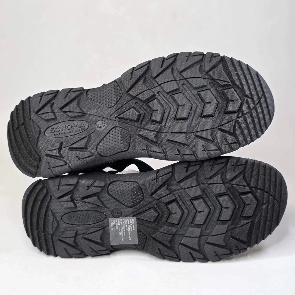 Sonoma Goods For Life Men's Black Sport Sandals Adjustable Straps Size 9 Shoes